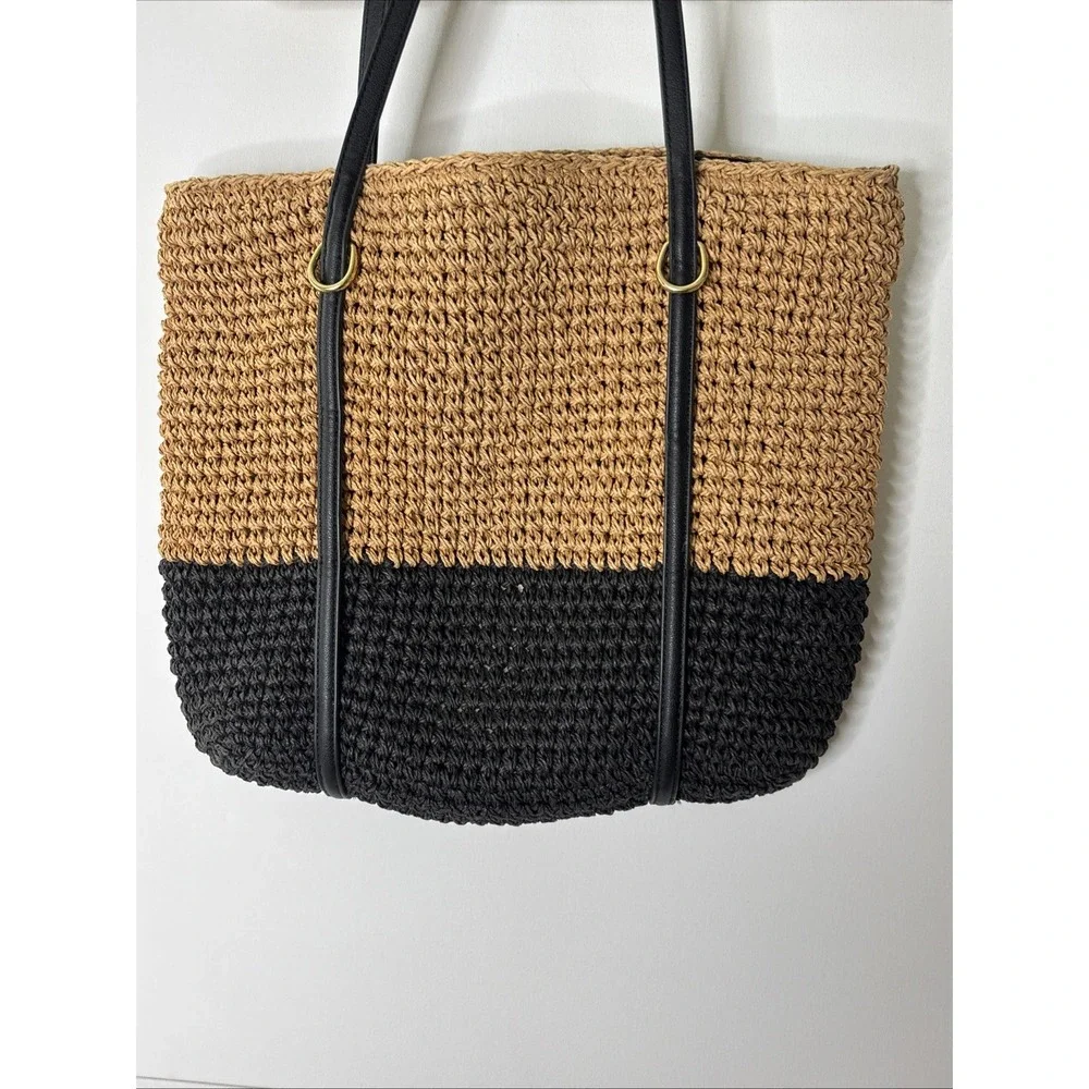Lauren Ralph Lauren Raffia Brown Tote Bag Designer Preppy Coastal Resort